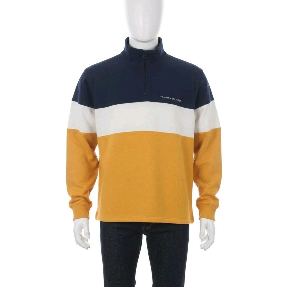 Vintage Tommy Hilfiger Quarter Zip Sweater Men’s Medium Striped Long Sleeve